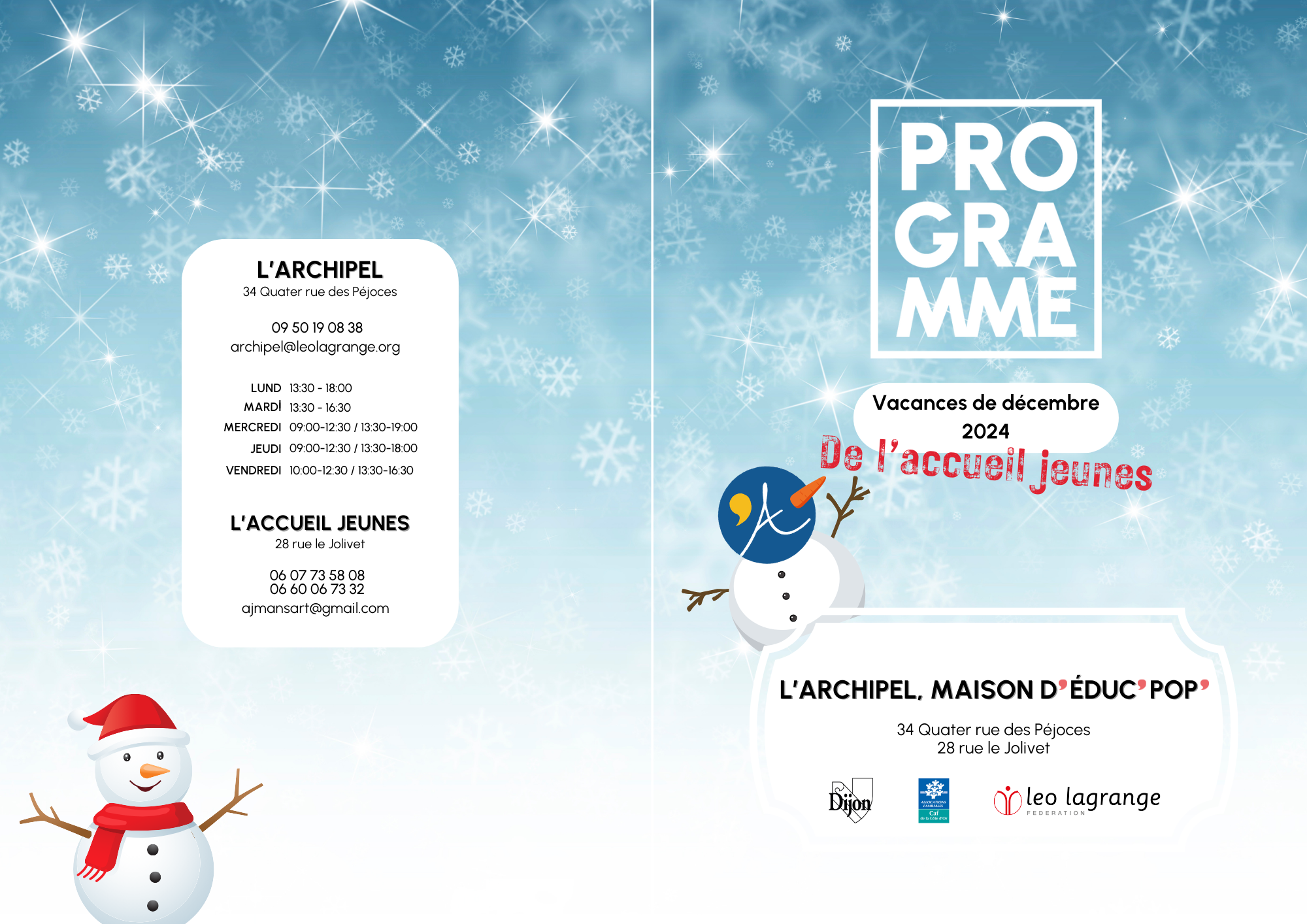 You are currently viewing Programme des vacances de décembre 2024 de l’Accueil Jeunes