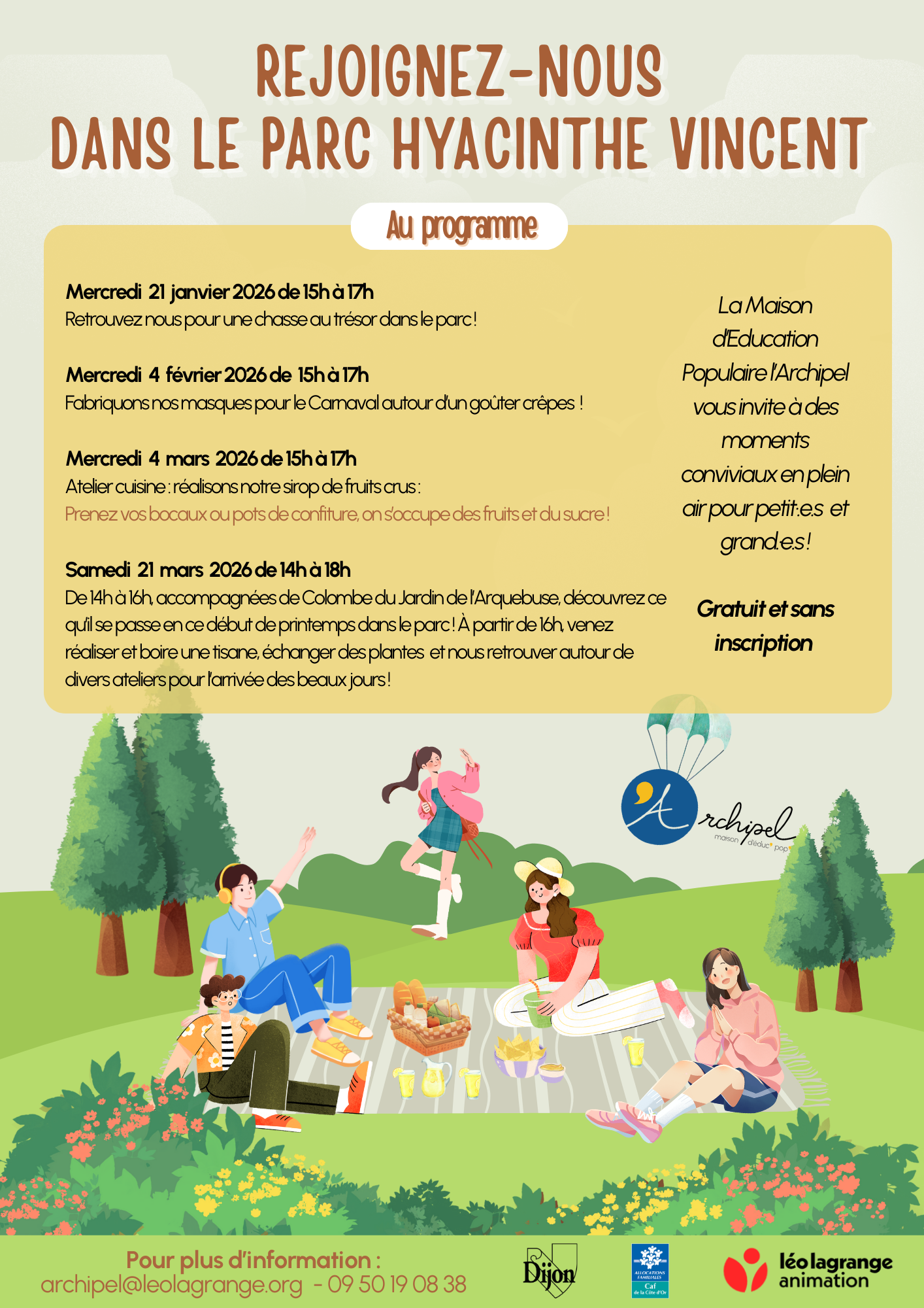 You are currently viewing Activités janvier à mars 2026 au parc Hyacinthe Vincent